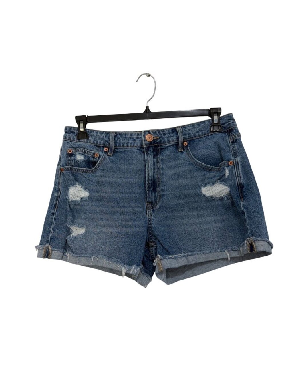 No Boundaries Womens Distressed Denim Shorts Size 13 Blue Raw Hem Casual Summer